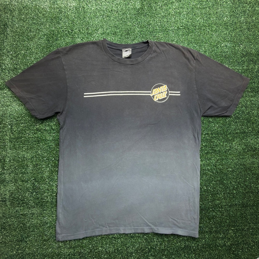 Santa Cruz Skateboards Ombre Dip Dye Graphic T-Shirt Mens Large Grey Black‎ Dot